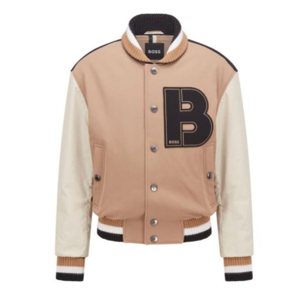 Hugo Boss Other - Boss by Hugo Boss Natural Unisex Relaxed-fit Bomber Jacket With Logo Details